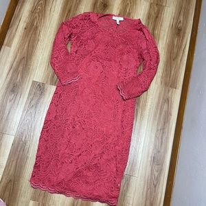 Pink lace maternity dress